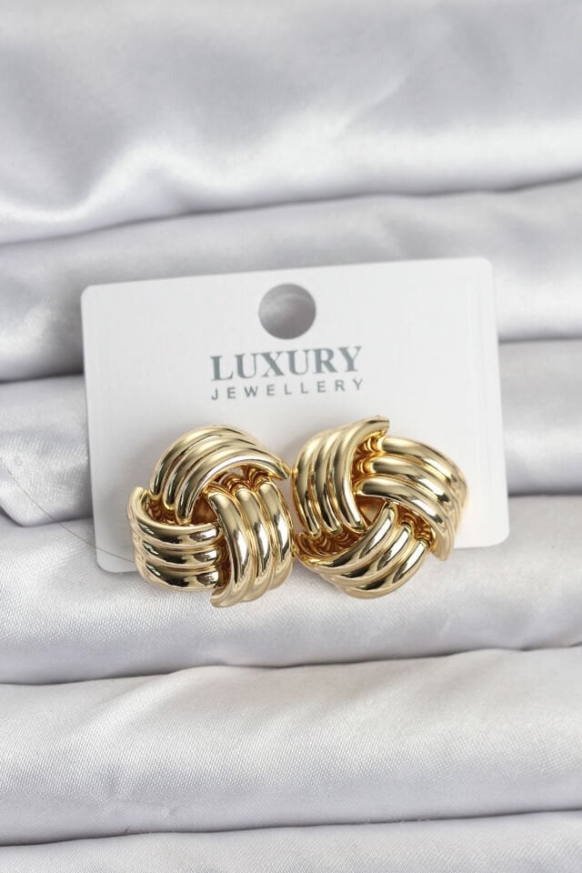 Pirinç Sarmal Gold Renk Kadın Küpe