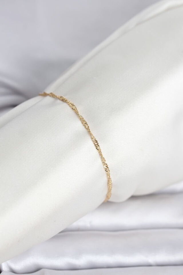 CM 14K Gold Renk Ezme Burgu Zincir Model Kadın Bileklik