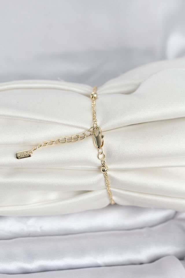 CM 14K Gold Renk Burgu Topçuk Model Kadın Bileklik