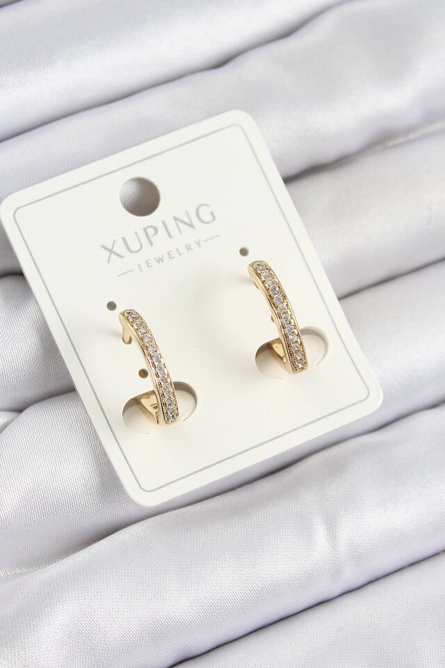 Xuping Zirkon Taşlı I Model Gold Renk Kadın Küpe
