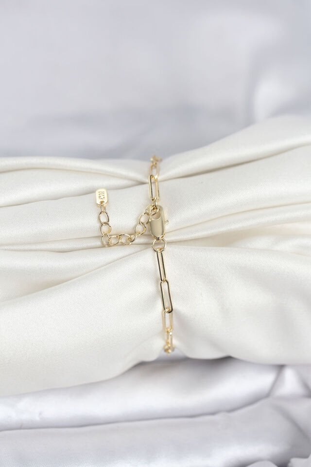 CM 14K Gold Renk Ataç Zincir Model Kadın Bileklik