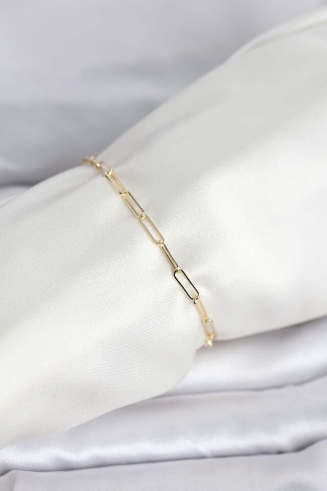 CM 14K Gold Renk Ataç Zincir Model Kadın Bileklik