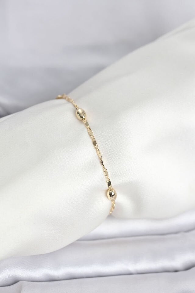 CM 14K Gold Renk Damla Topçuk Model Kadın Bileklik