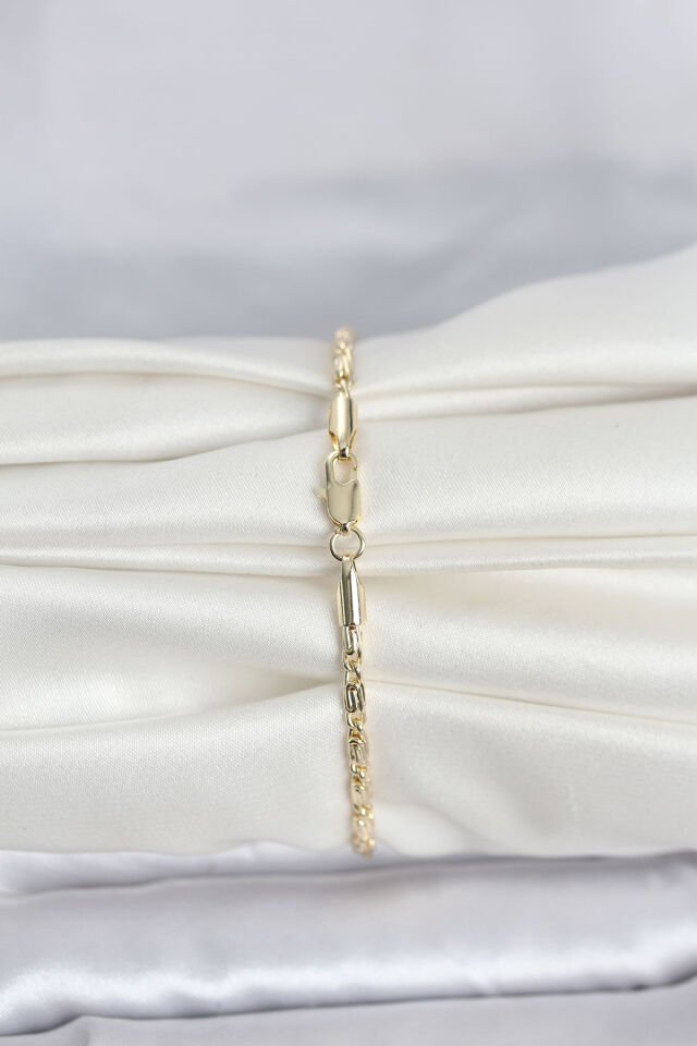 CM 14K Gold Renk Burgu Zincirli Model Kadın Bileklik