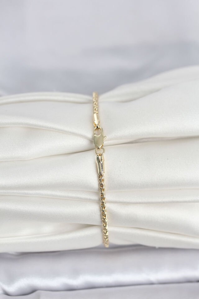 CM 14K Gold Renk Burgulu Zincir Model Kadın Bileklik