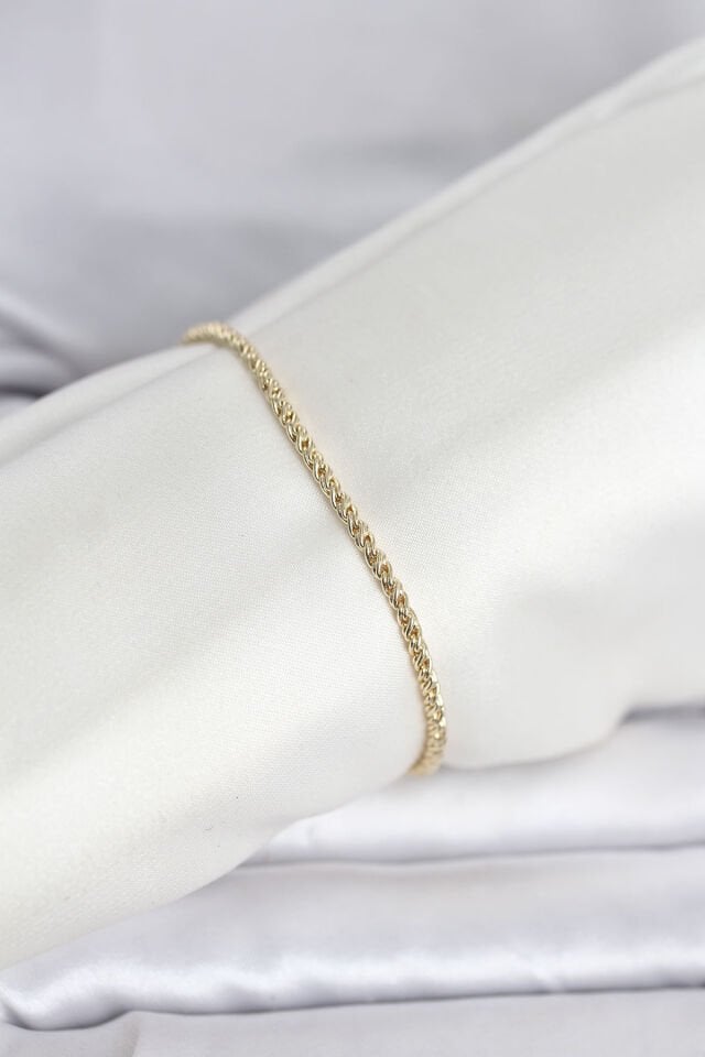 CM 14K Gold Renk Burgulu Zincir Model Kadın Bileklik