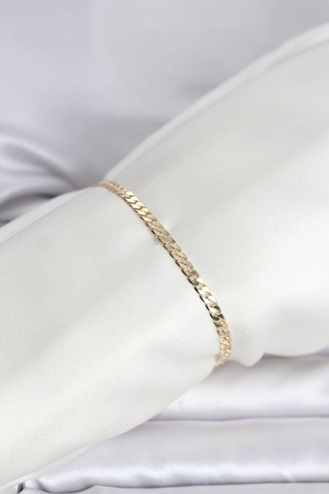 CM 14K Gold Renk Zincirli Model Kadın Bileklik