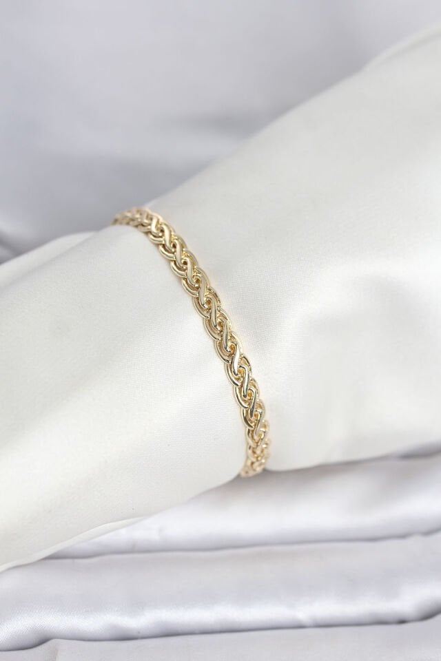 CM 14K Gold Renk Sarmal Zincir Model Kadın Bileklik