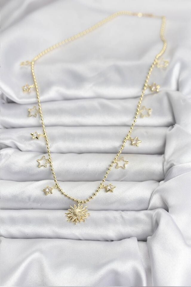 Pirinç Gold Renk Güneş Model Kadın Kolye