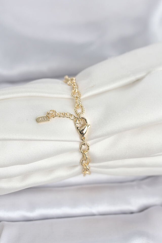 CM 14K Gold Renk Lazerli Halka Model Kadın Bileklik