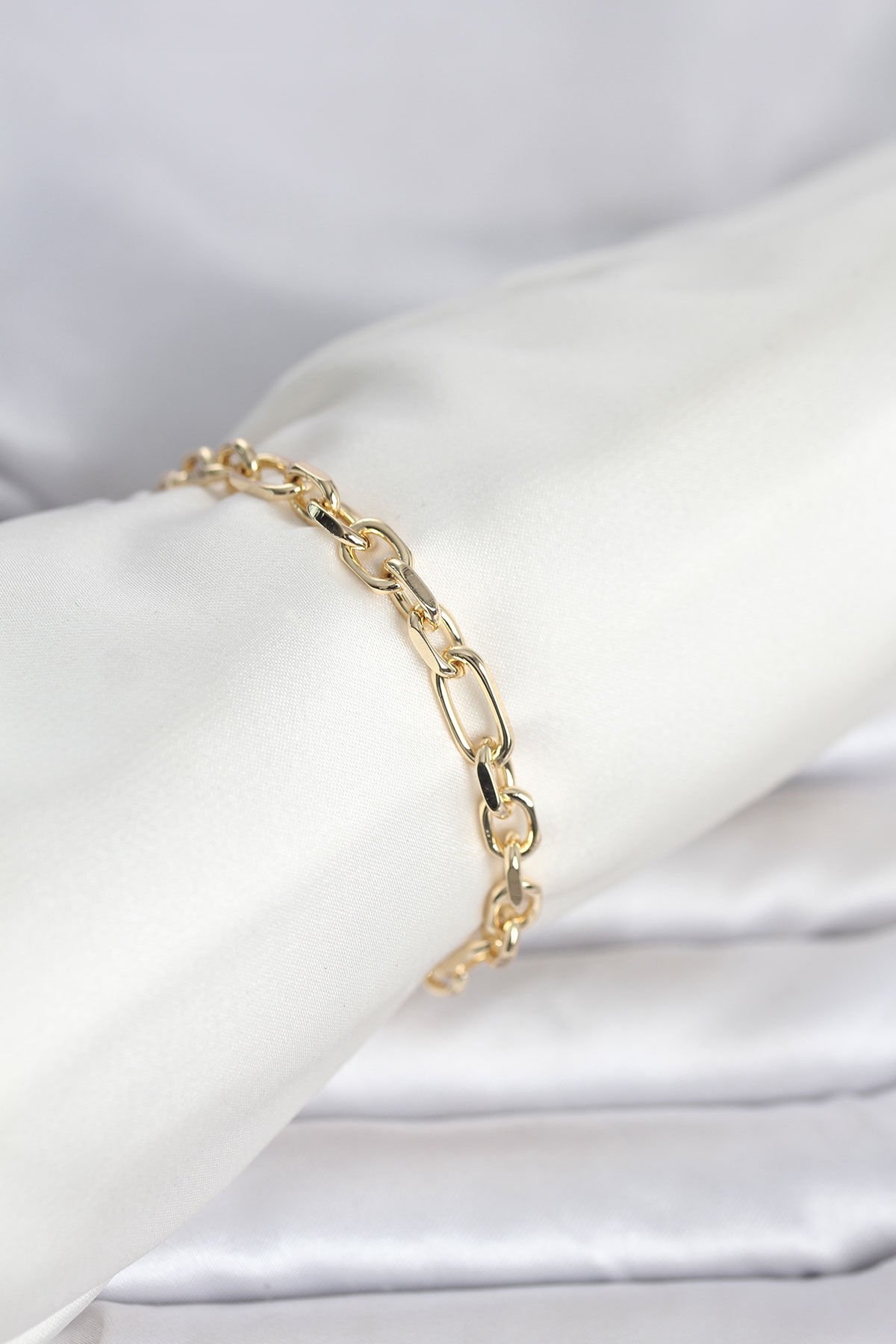 CM 14K Gold Renk Kalın Zincir Model Kadın Bileklik