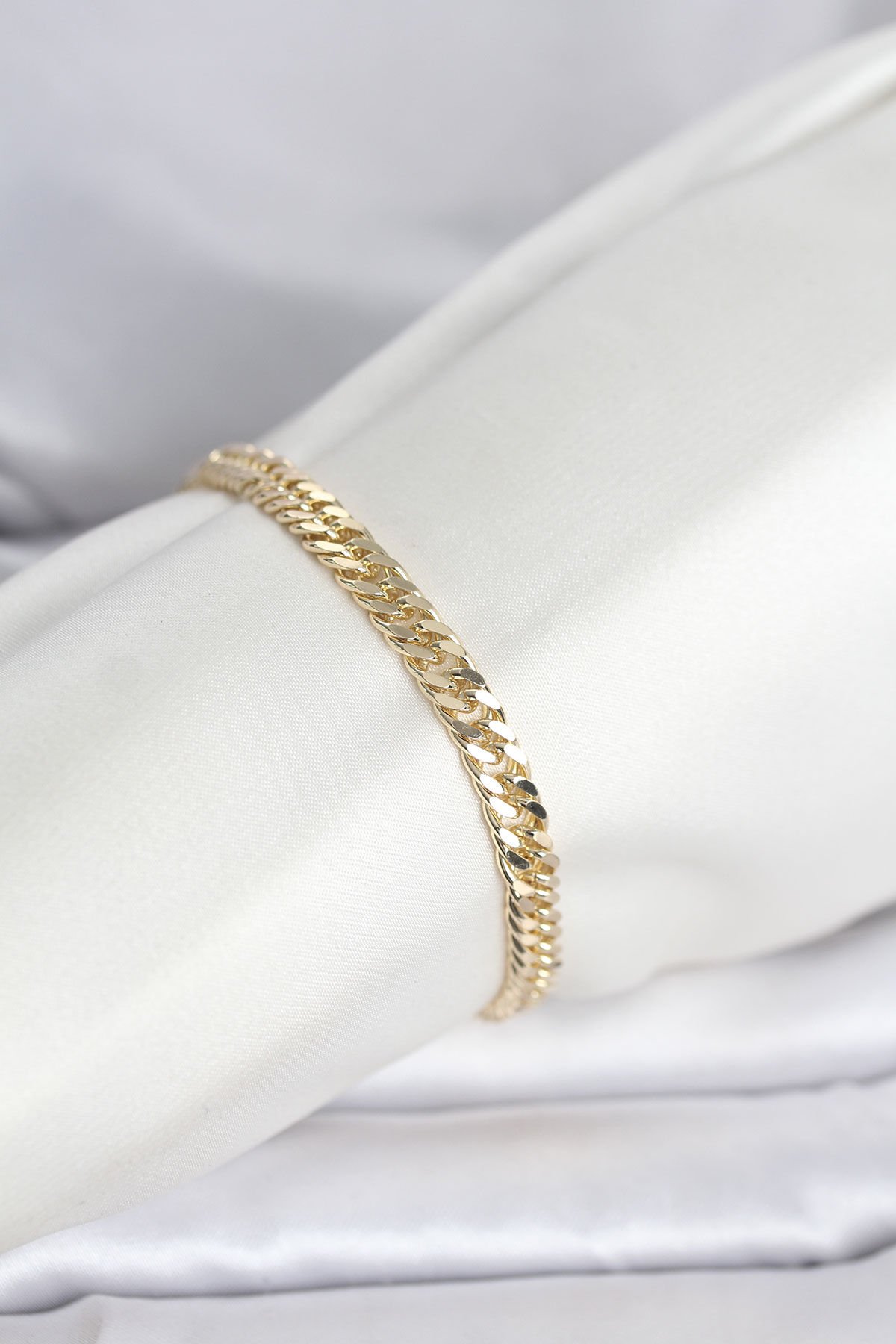 CM 14K Gold Renk Kalın Zincir Model Kadın Bileklik