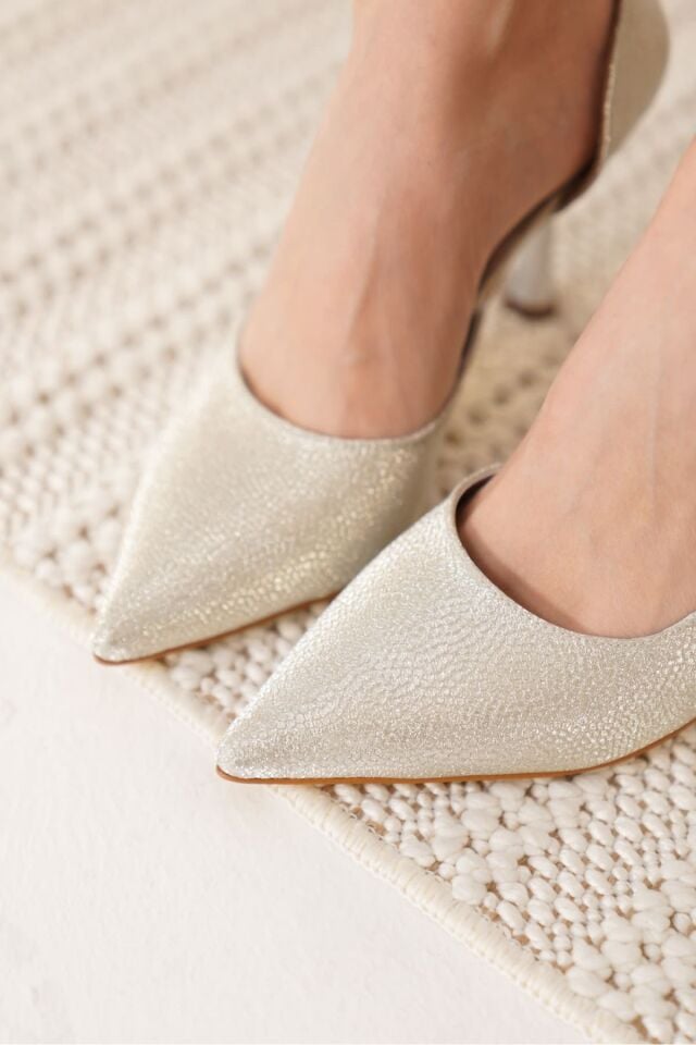 Kadın Gümüş Özel Malzeme Topuklu Ayakkabı TR08MS45F