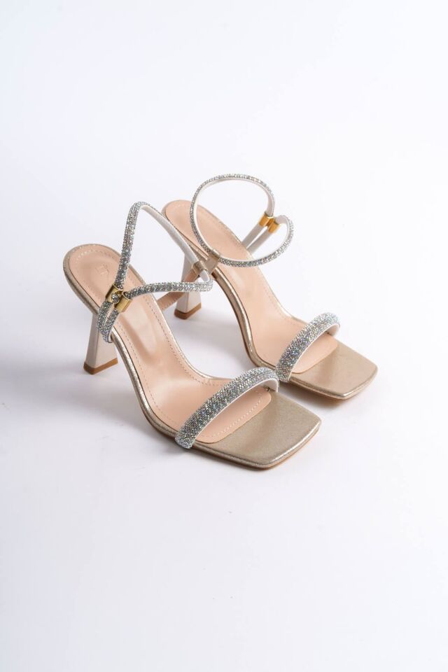 Altın Taşlı Kadın Topuklu Sandalet TR29MY03B