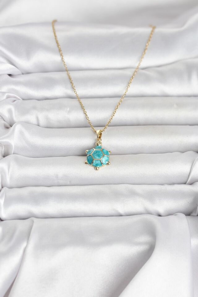 316L Çelik Zincir Gold Renk Kaplumbağa Model Kadın Kolye