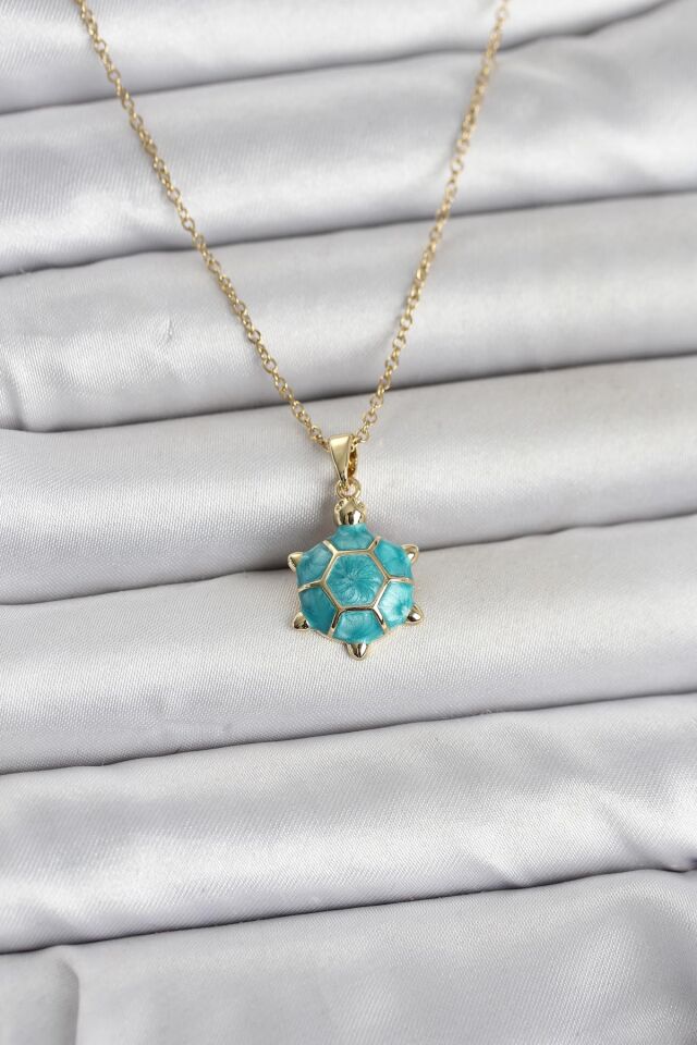 316L Çelik Zincir Gold Renk Kaplumbağa Model Kadın Kolye