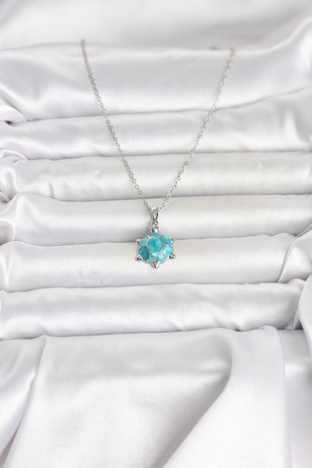 316L Çelik Zincir Gümüş Renk Kaplumbağa Model Kadın Kolye