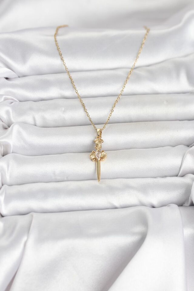 316L Çelik Zincir Gold Renk Kılıç Model Kadın Kolye