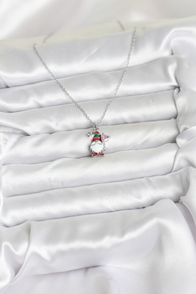 316L Çelik Zincir Gümüş Renk Yılbaşı Teması Kadın Kolye