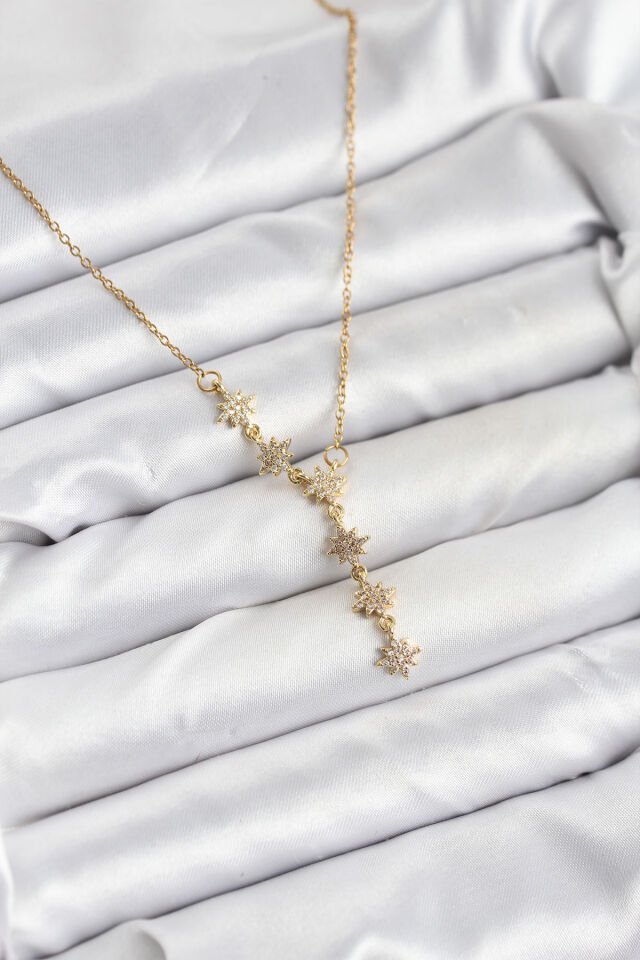 316L Çelik Zincir Gold Renk Kutup Yıldızı Model Kadın Kolye