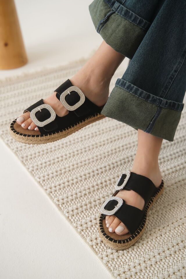 Süet Siyah Taşlı Kadın Terlik TR35MY05A