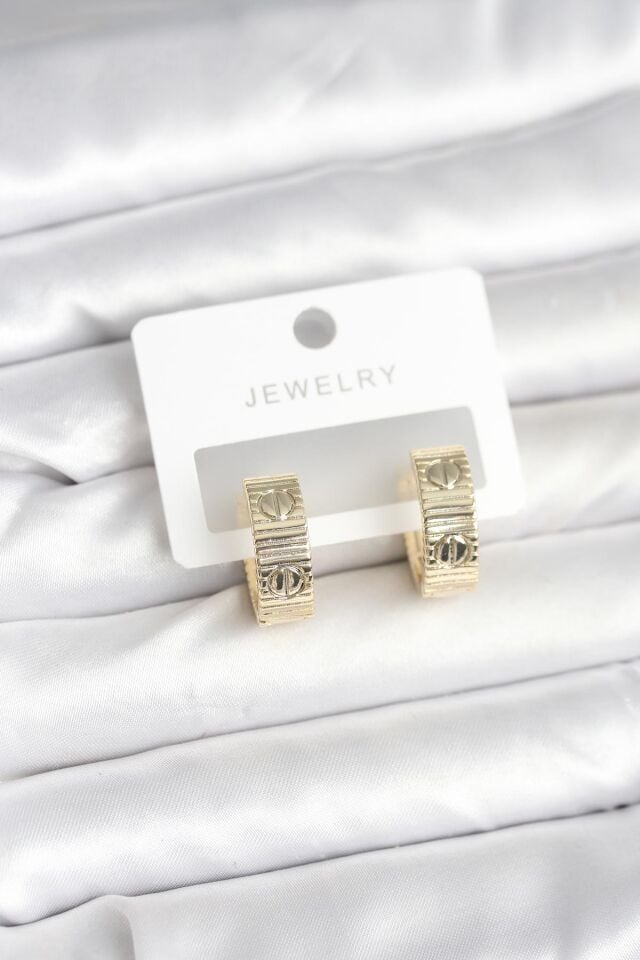 Pirinç Gold Renk Halka Kadın Küpe