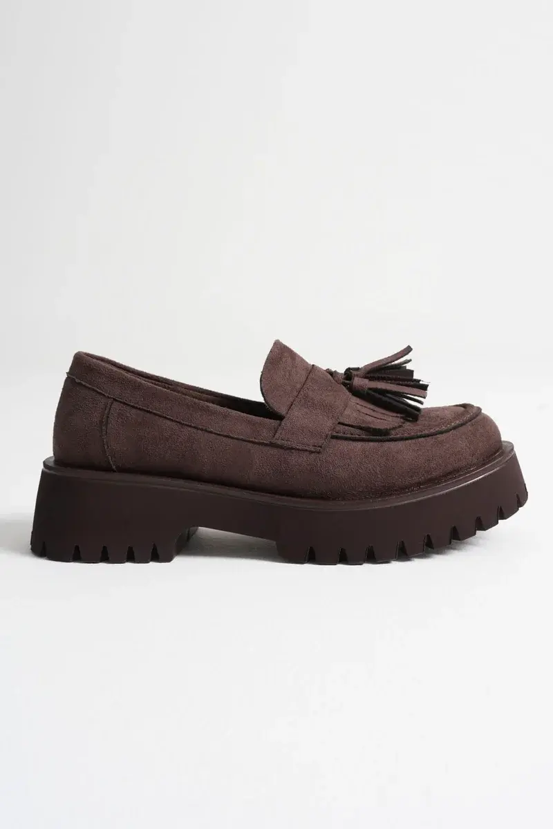 Kadın Günlük Acı Kahve Süet Loafer Ayakkabı TR10MS03E