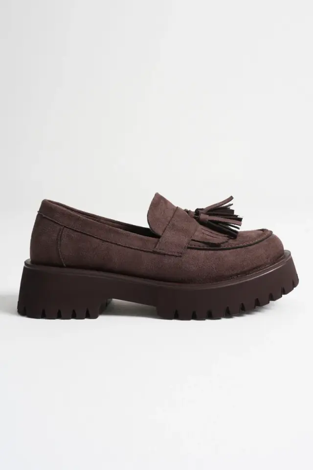 Kadın Günlük Acı Kahve Süet Loafer Ayakkabı TR10MS03E