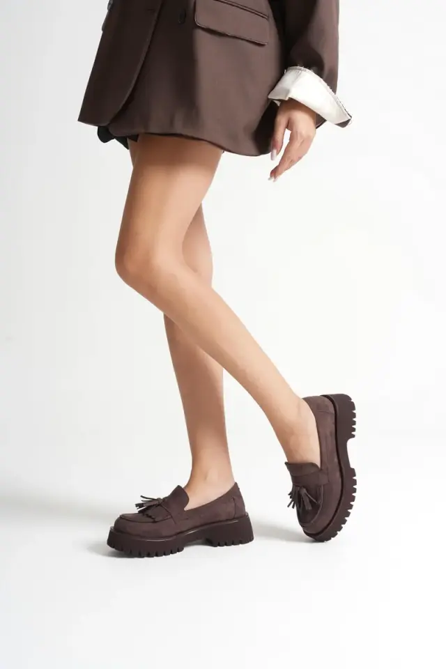 Kadın Günlük Acı Kahve Süet Loafer Ayakkabı TR10MS03E