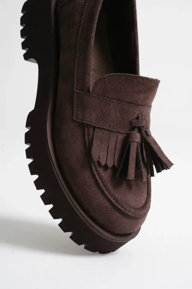 Kadın Günlük Acı Kahve Süet Loafer Ayakkabı TR10MS03E