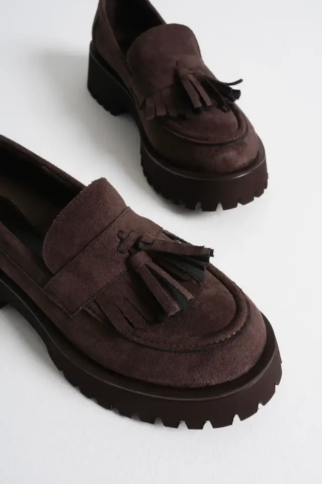 Kadın Günlük Acı Kahve Süet Loafer Ayakkabı TR10MS03E