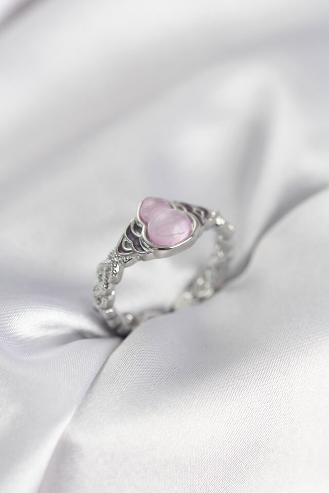 Gümüş Renk Pembe Damla Model Kadın Yüzük