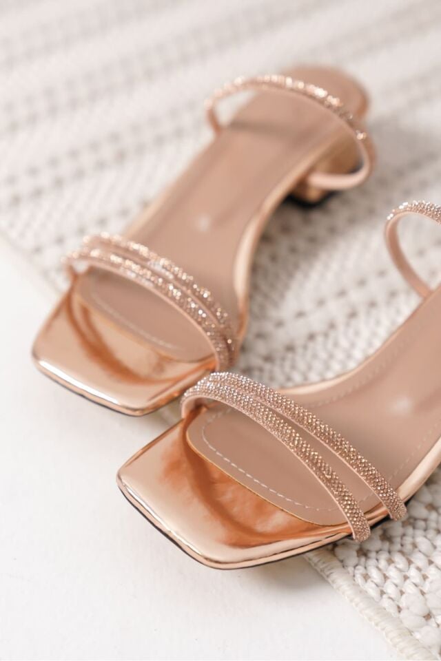 Kadın Kalın Topuklu Rose Gold Terlik TR20MY14G