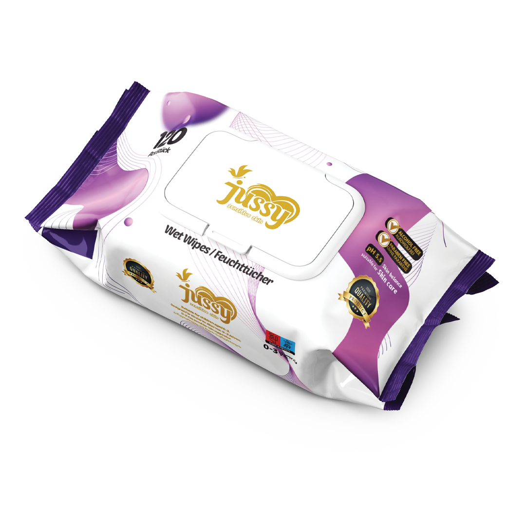 Jussy Islak Mendil 120’li Paket – Hassas Temizlik İçin Nemli Mendil