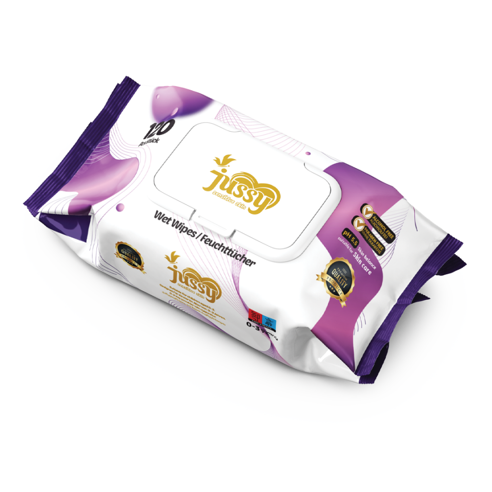 Jussy Islak Mendil 120’li Paket – Hassas Temizlik İçin Nemli Mendil