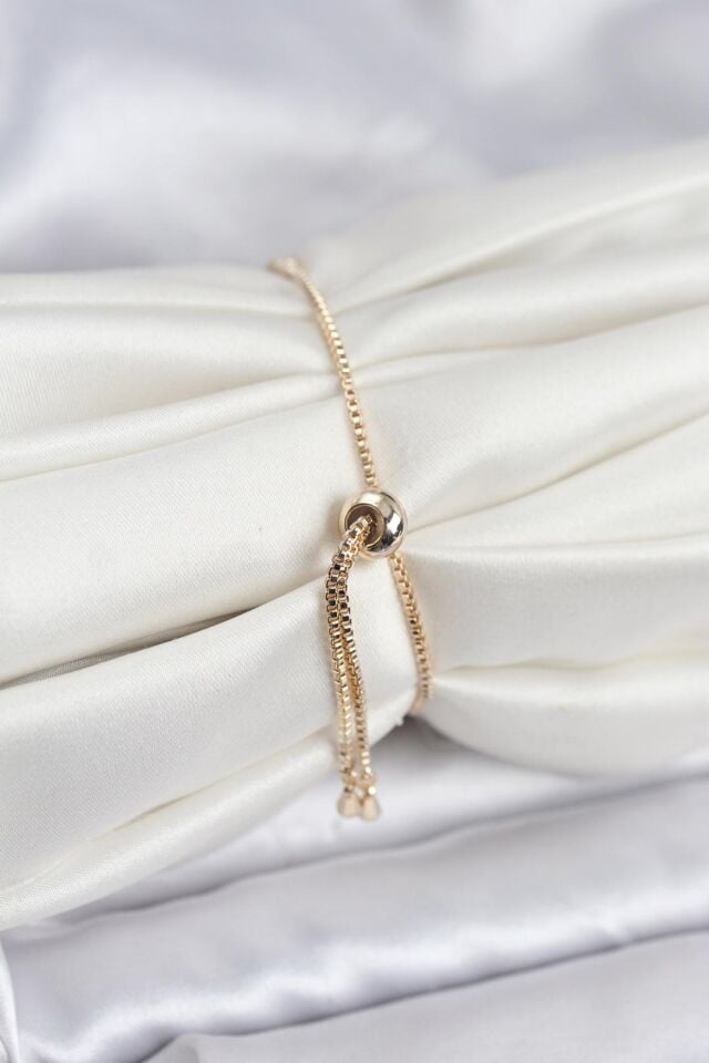 Baget Zirkon Taşlı Çiçek Model Gold Renk Asansörlü Kadın Bileklik