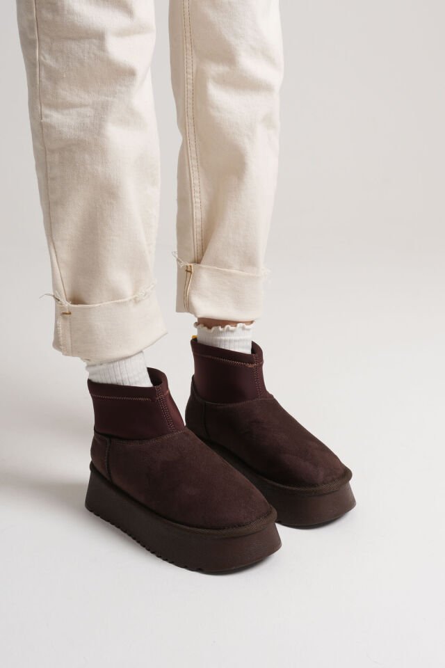 Kadın Acı Kahve Kışlık İçi Kürklü Kalın Taban Bot TR04MK04D