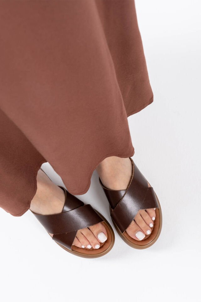 Acı Kahve Hakiki Deri Terlik TR31MY53F