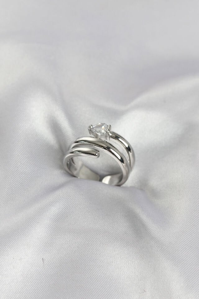Pirinç Gümüş Renk Sarmal Yılan Model Kadın Yüzük
