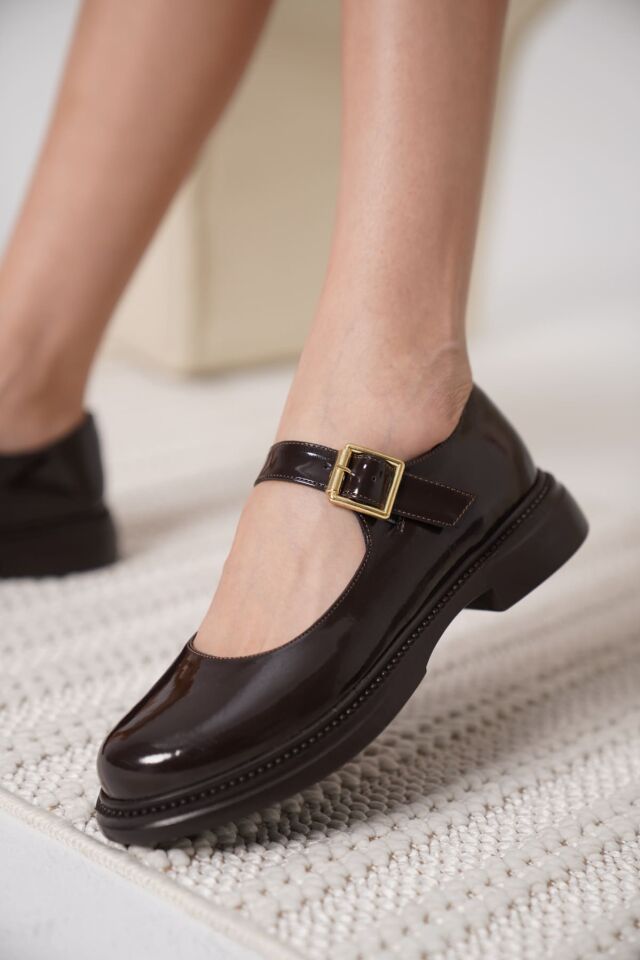 Acı Kahve Rugan Mary Jane Ayakkabı TR09MS01C