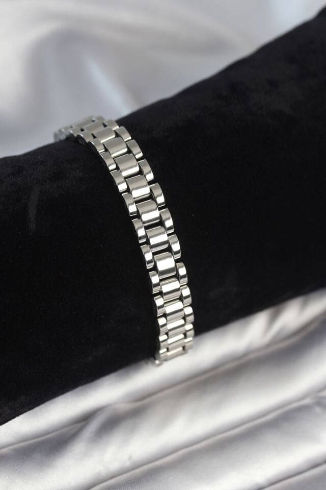 316L Çelik Gümüş Renk 9 mm Kalınlık Erkek Bileklik