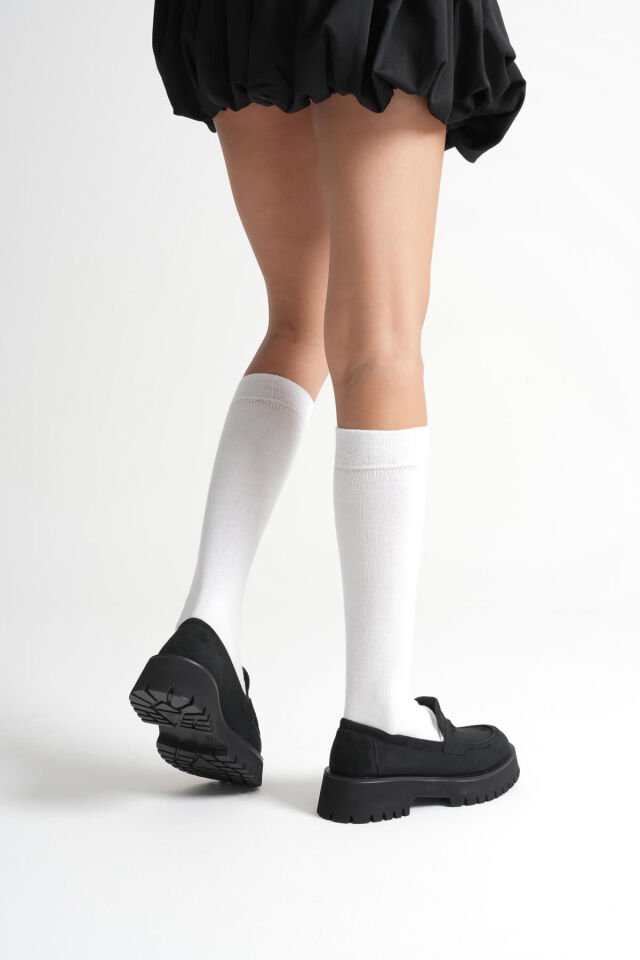 Kadın Günlük Siyah Süet Loafer Ayakkabı TR10MS02C