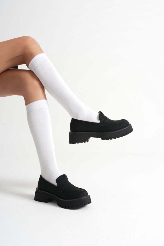 Kadın Günlük Siyah Süet Loafer Ayakkabı TR10MS02C