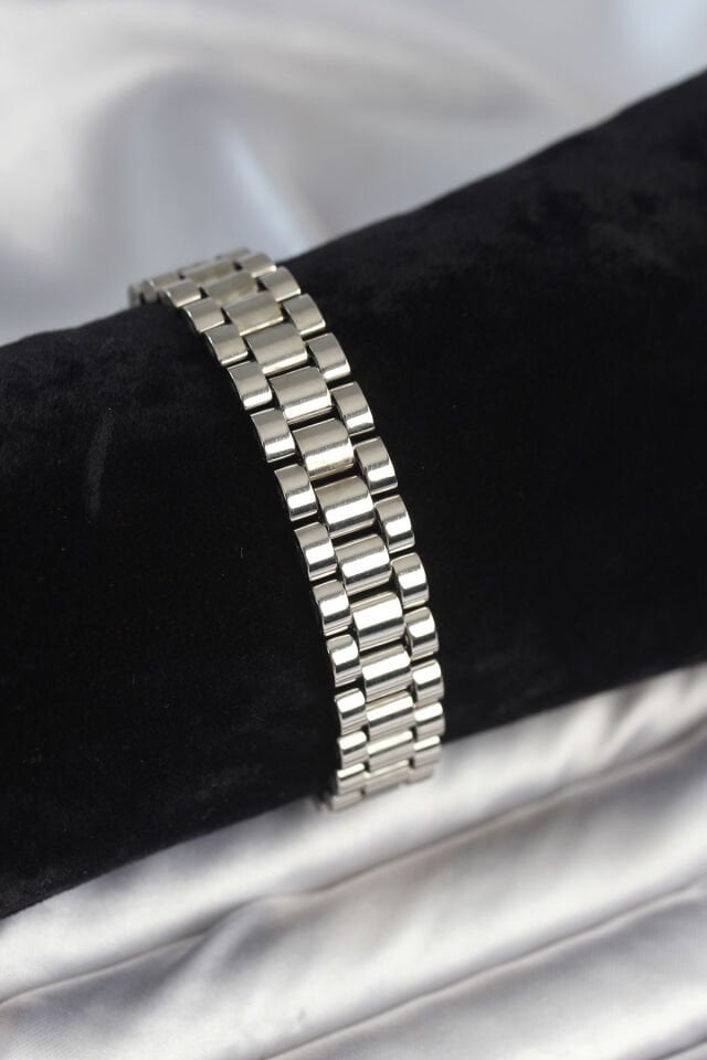 316L Çelik Gümüş Renk 12 mm Kalınlık Erkek Bileklik