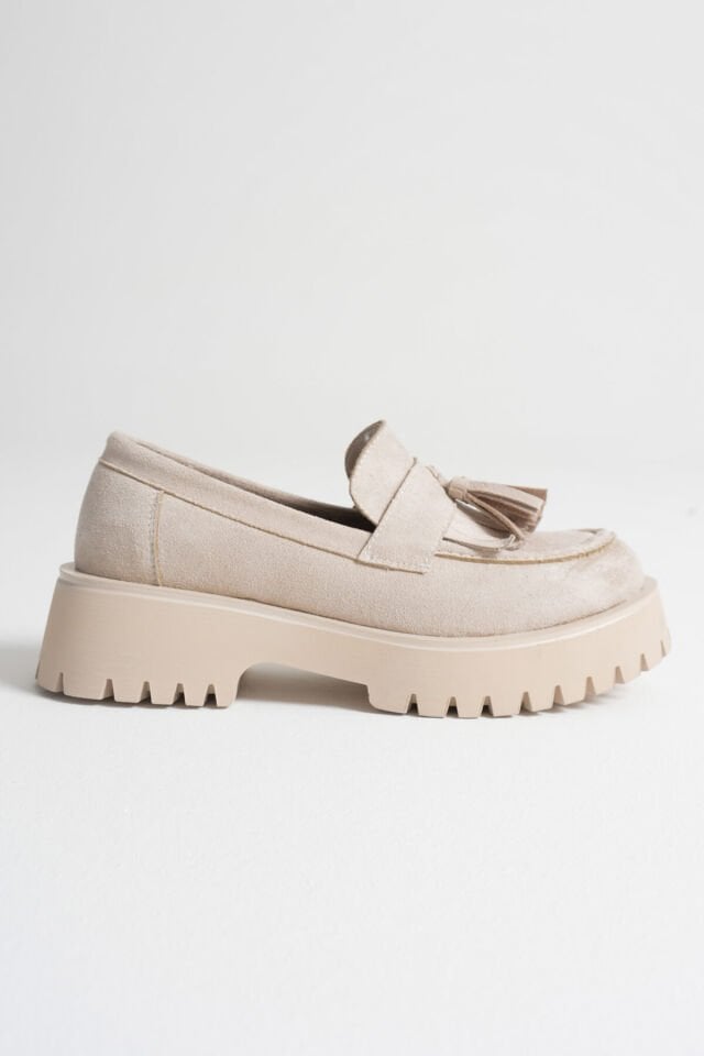 Kadın Günlük Bej Süet Loafer Ayakkabı TR10MS03D