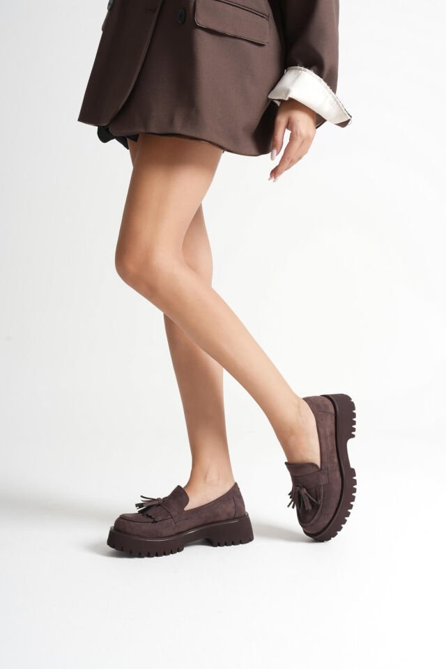 Kadın Günlük Acı Kahve Süet Loafer Ayakkabı TR10MS03E