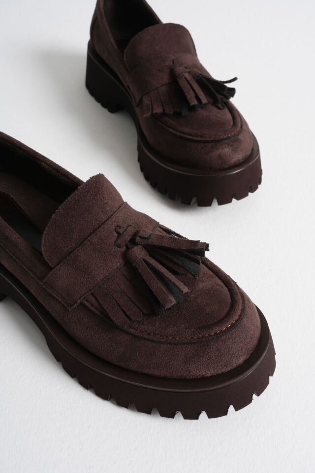 Kadın Günlük Acı Kahve Süet Loafer Ayakkabı TR10MS03E