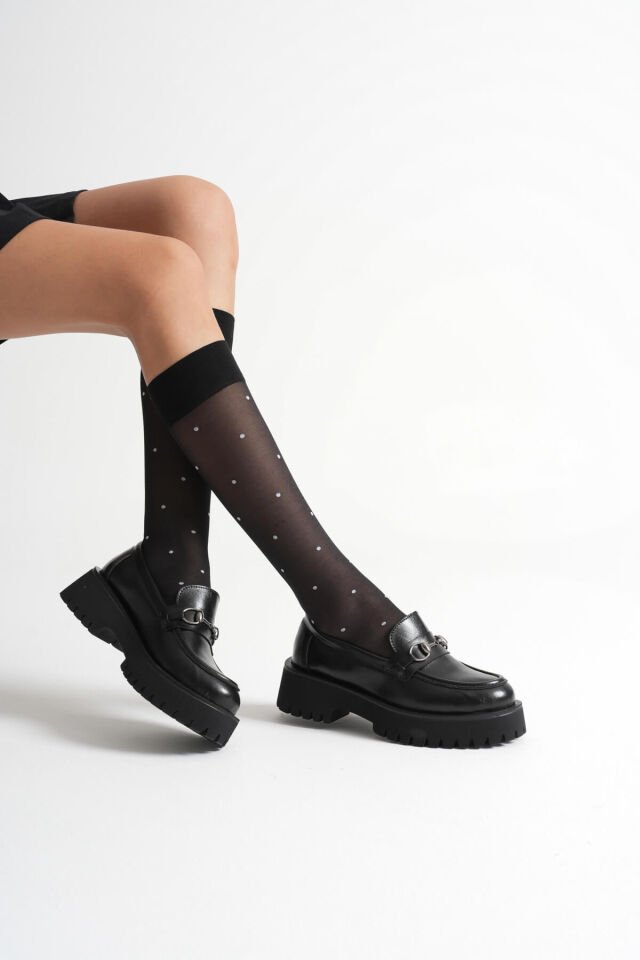 Toka Detaylı Siyah Günlük Loafer Ayakkabı TR10MS04A