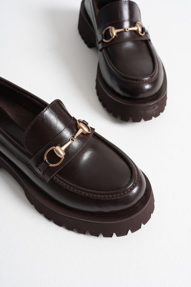 Toka Detaylı Acı Kahve Günlük Loafer Ayakkabı TR10MS04B