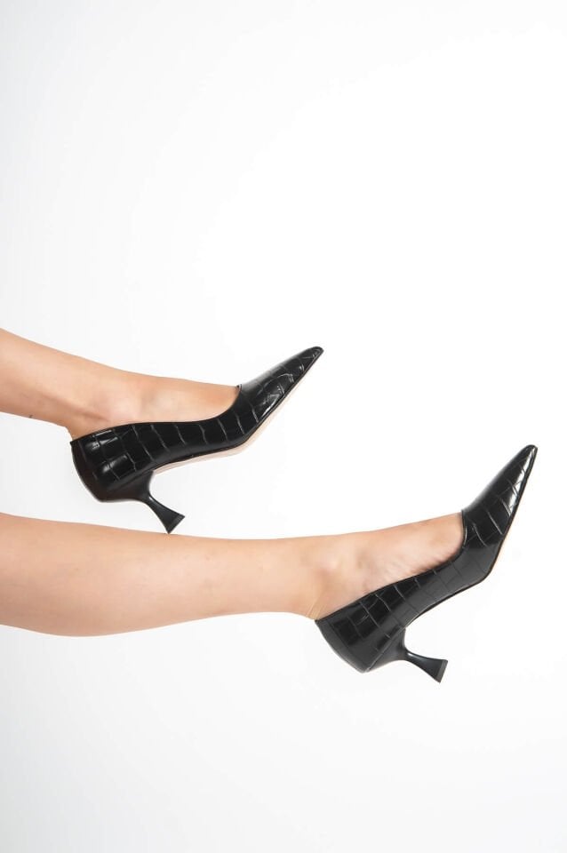 Kadın Kroko Siyah Topuklu Ayakkabı TR08MS03E